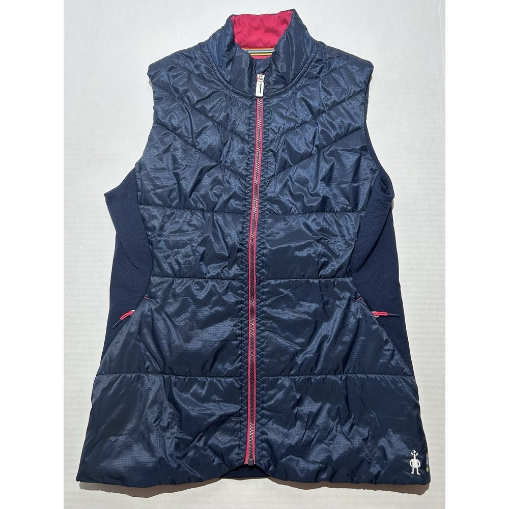 SmartWool Corbet Vest Blue Merino Wool Blend Insulated Puffer Womens Medium EUC